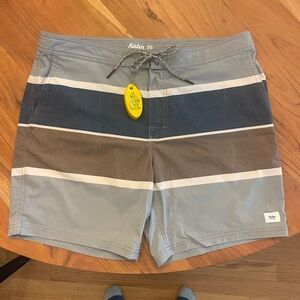 Katin Men's Blue and Brown Striped Board Shorts
